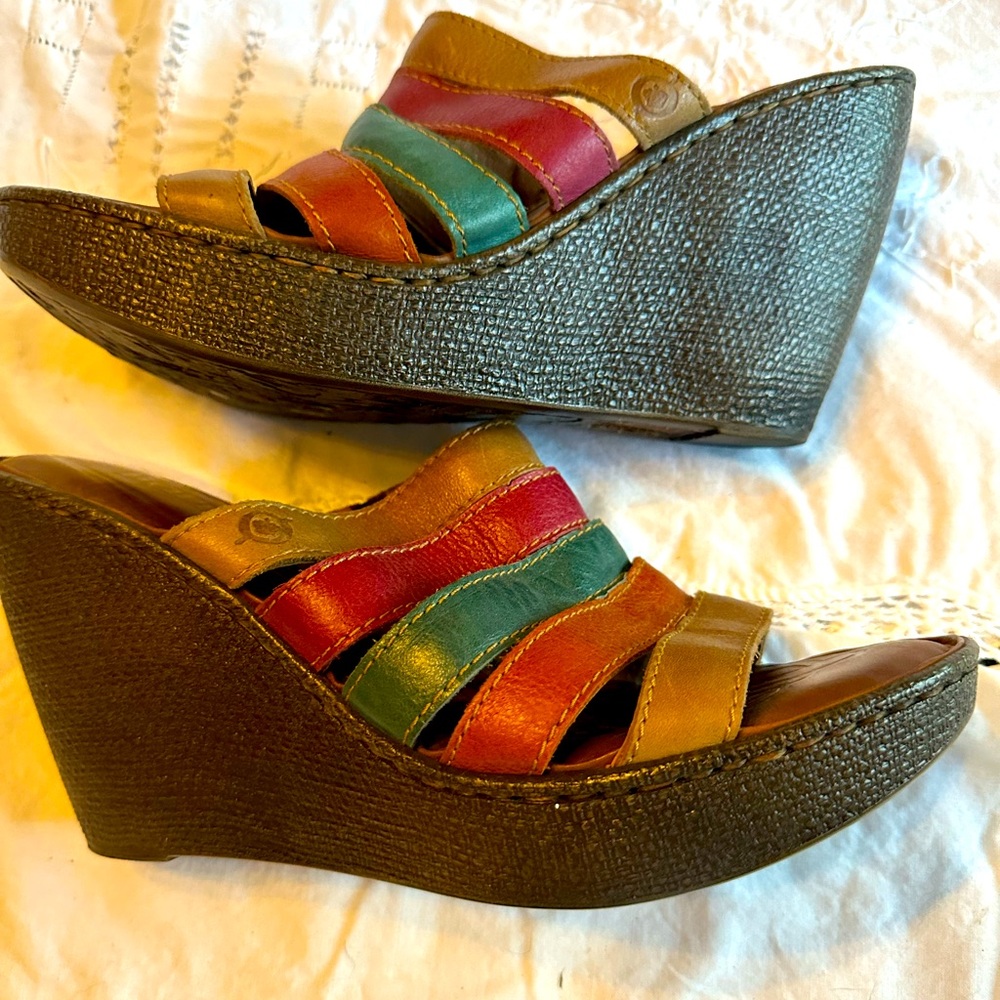 Born - Lumi Leather Sandal Multicolor Wedge Size 11 super comfy & cute 4 summer